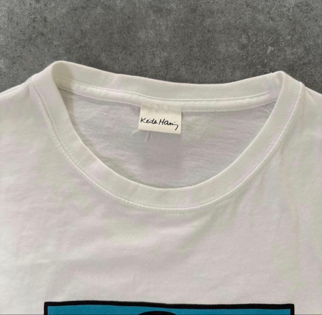 【レア】キースヘリング 白 Tシャツ 古着ナイスプリント アートティアメカジ L