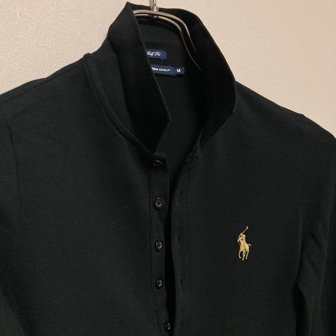 POLO RALPH LAUREN ラルフローレン 長袖ポロシャツ 黒金 ゴルフ
