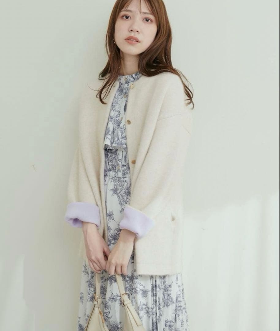 【新品】naturalcouture FOX混Wフェイスニットコート アイボリー