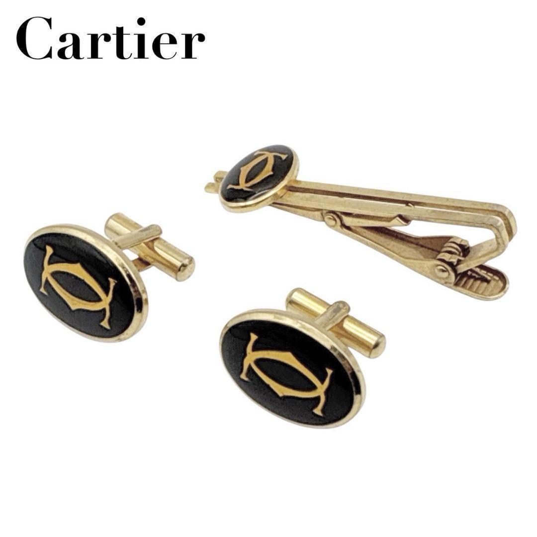 【美品】Cartier カルティエ カフス タイピン セット ダブルC ロゴ