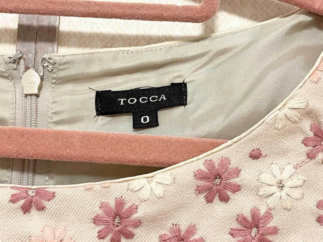 TOCCA トッカ ワンピース ベージュxピンク系 刺繍 花柄 size0 S