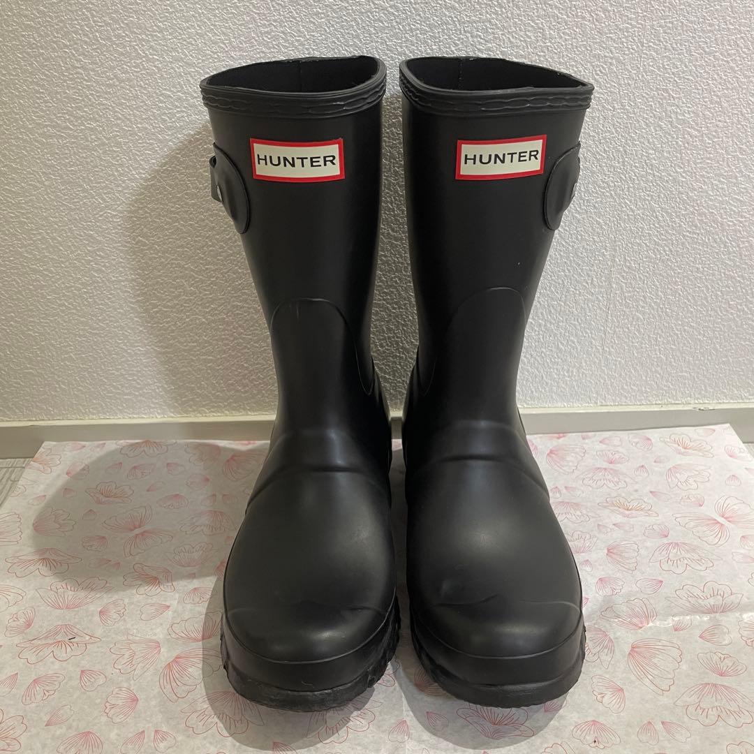 HUNTER ハンター ショート レインブーツ ブラック 黒 UK4 23
