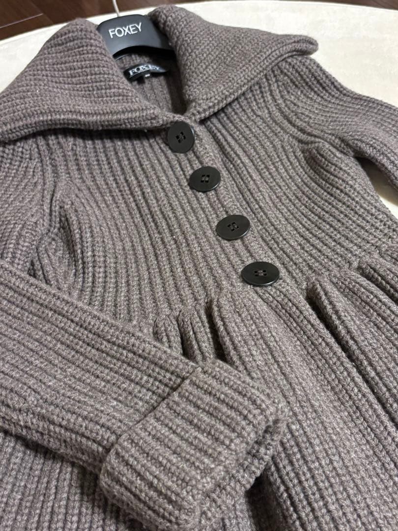 セ*n様 FOXEY ウール リブ編み ロングコート　40サイズ