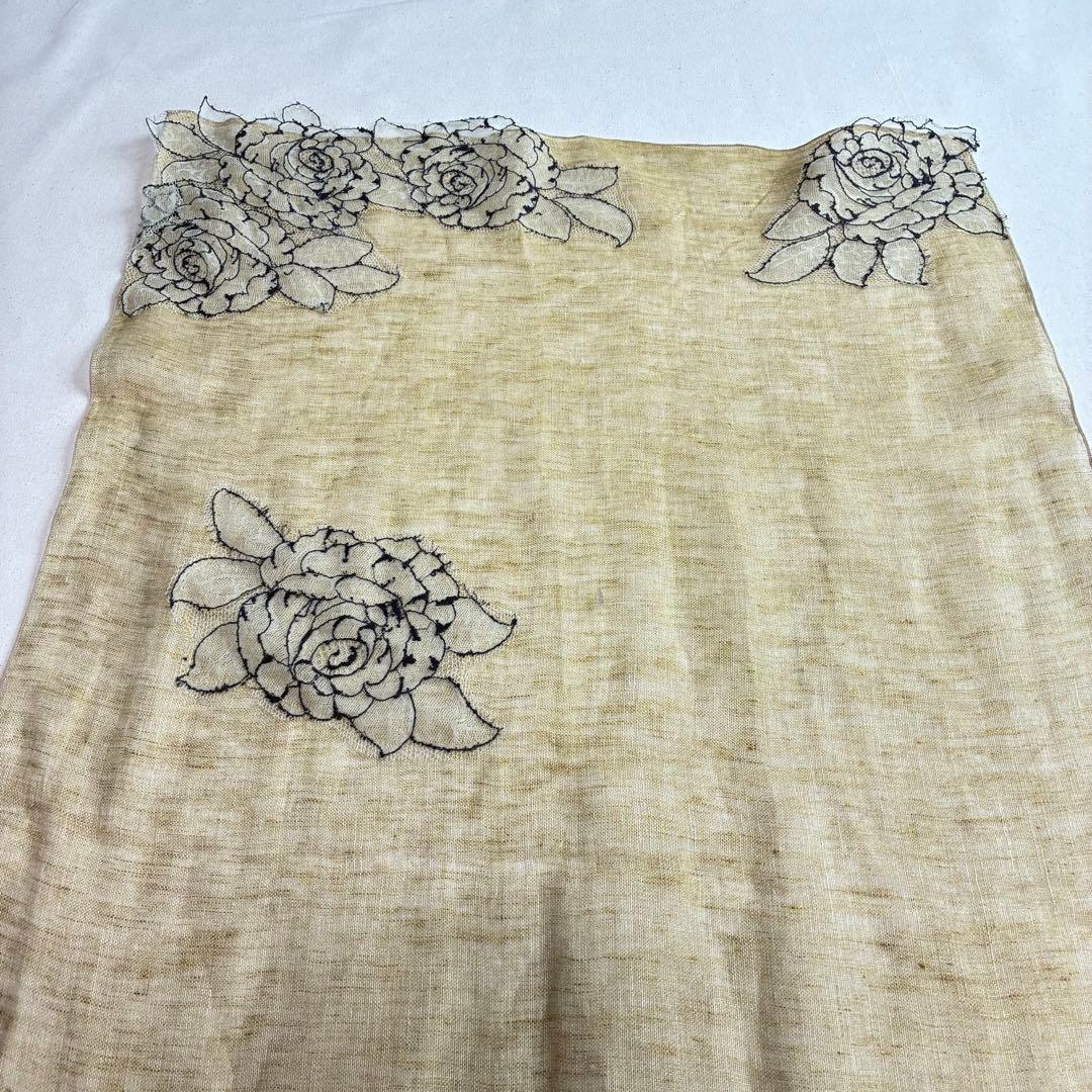 1-18.美品 Fil D'araignee リネンストール　フラワーレース