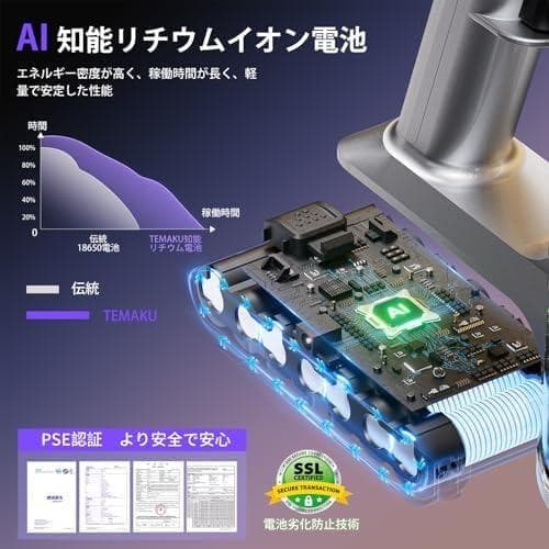 超強力吸引90KPa✨65分稼働 軽量コードレス掃除機