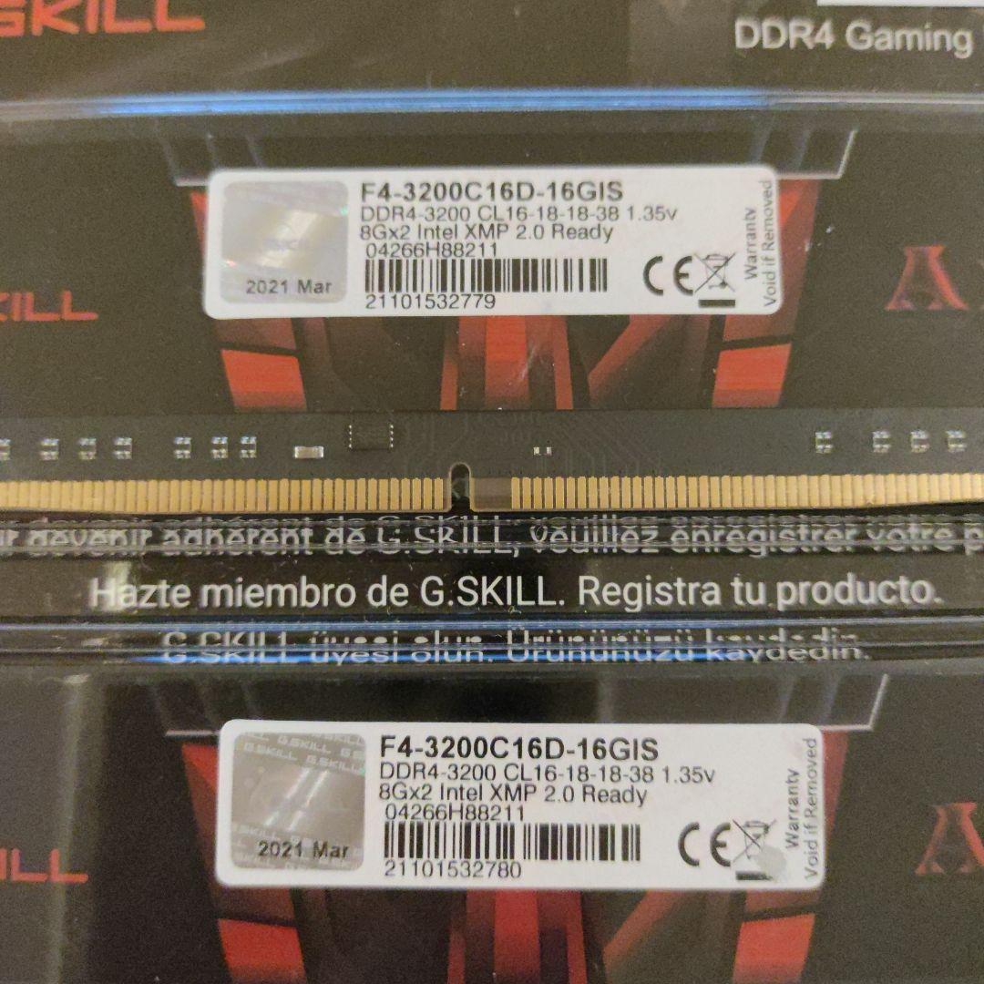 G.SKILL DDR4 3200MHz 合計16GB (8GBx2本)
