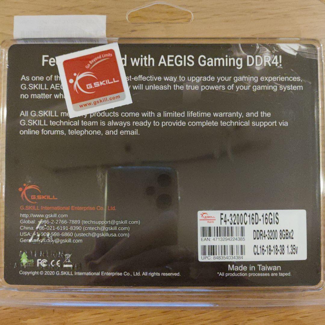 G.SKILL DDR4 3200MHz 合計16GB (8GBx2本)