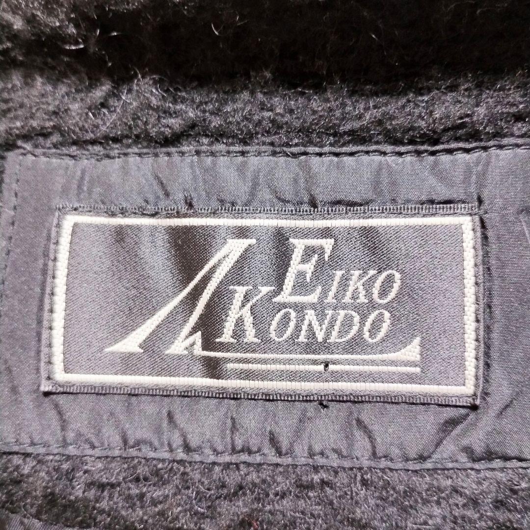 EIKOKONDO　エイココンドウ　タフタコート　ロングコート　モヘア　花柄　黒