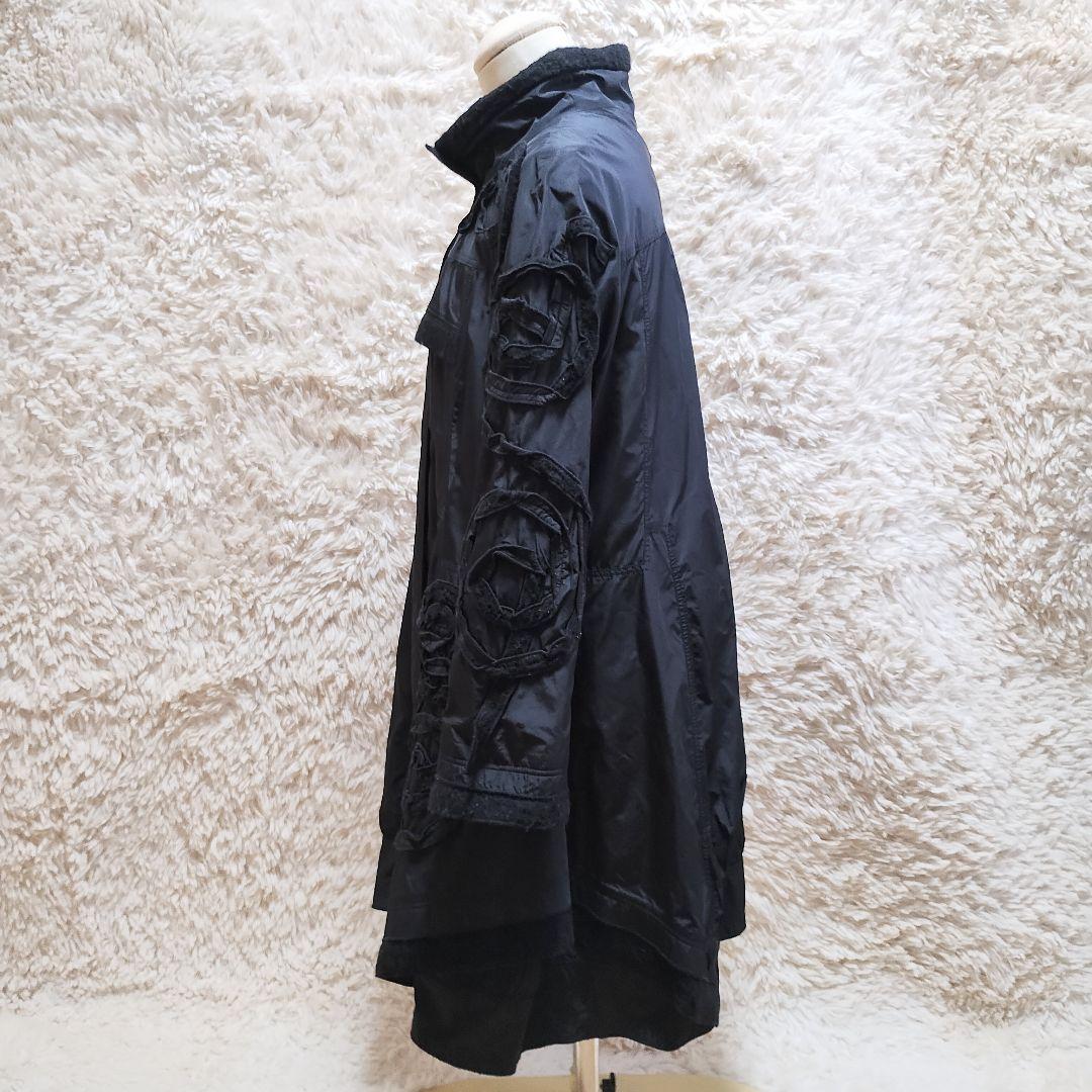 EIKOKONDO　エイココンドウ　タフタコート　ロングコート　モヘア　花柄　黒