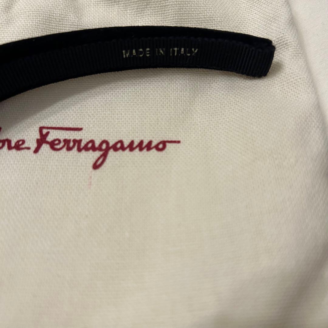 Salvatore Ferragamo 黒 ベロア ヘアバンド リボン