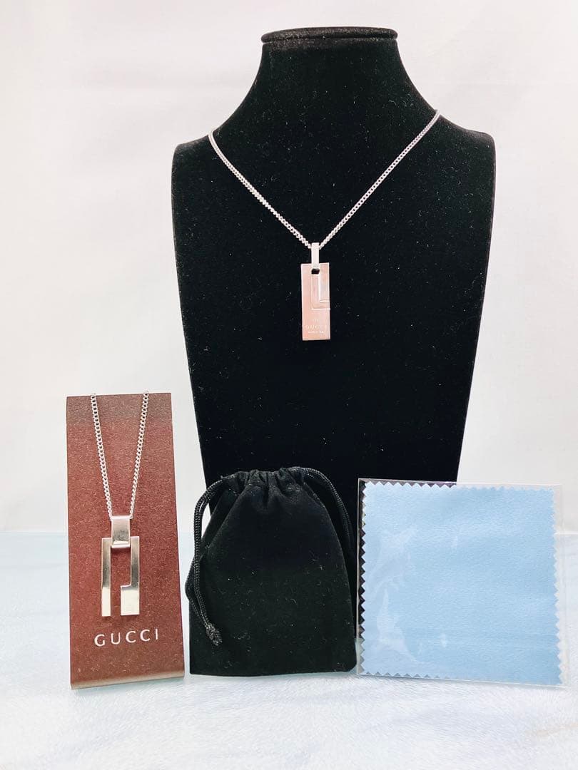 【超美品】GUCCI ネックレス トップ925＋社外チェーン 男女兼用