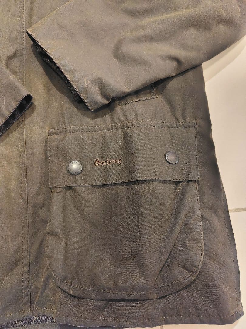 美品保管袋付き BEDALE ビデイル ワックスジャケット セージ コットン L