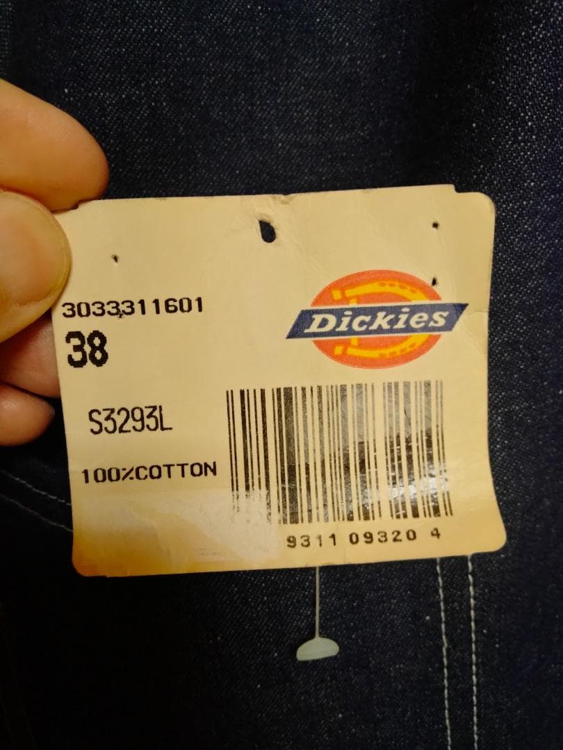 ビンテージ90年代Dickiesデニムカバーオール新品デッドストック裏地付き38