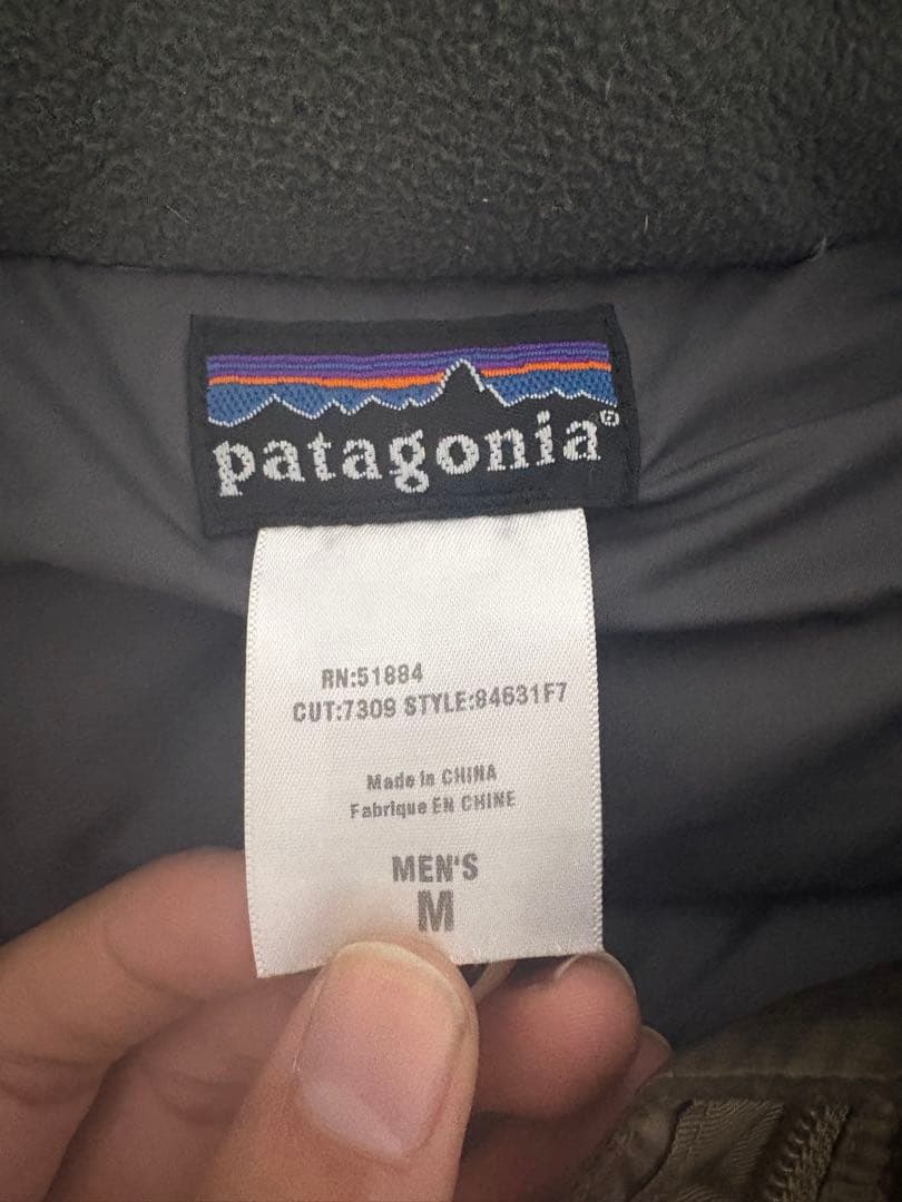 patagonia ダウンベスト オリーブ 00s ドローコード付