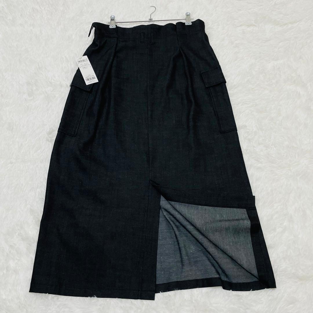 【大きいサイズ 46】【手洗い可能】23区 デニムライクシャンブレースカート 黒