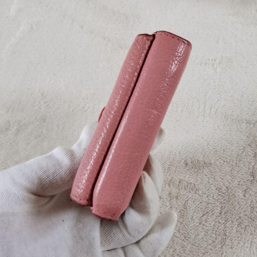 MIUMIU マドラス ラブレター ハート 三つ折り財布 ピンク レザー