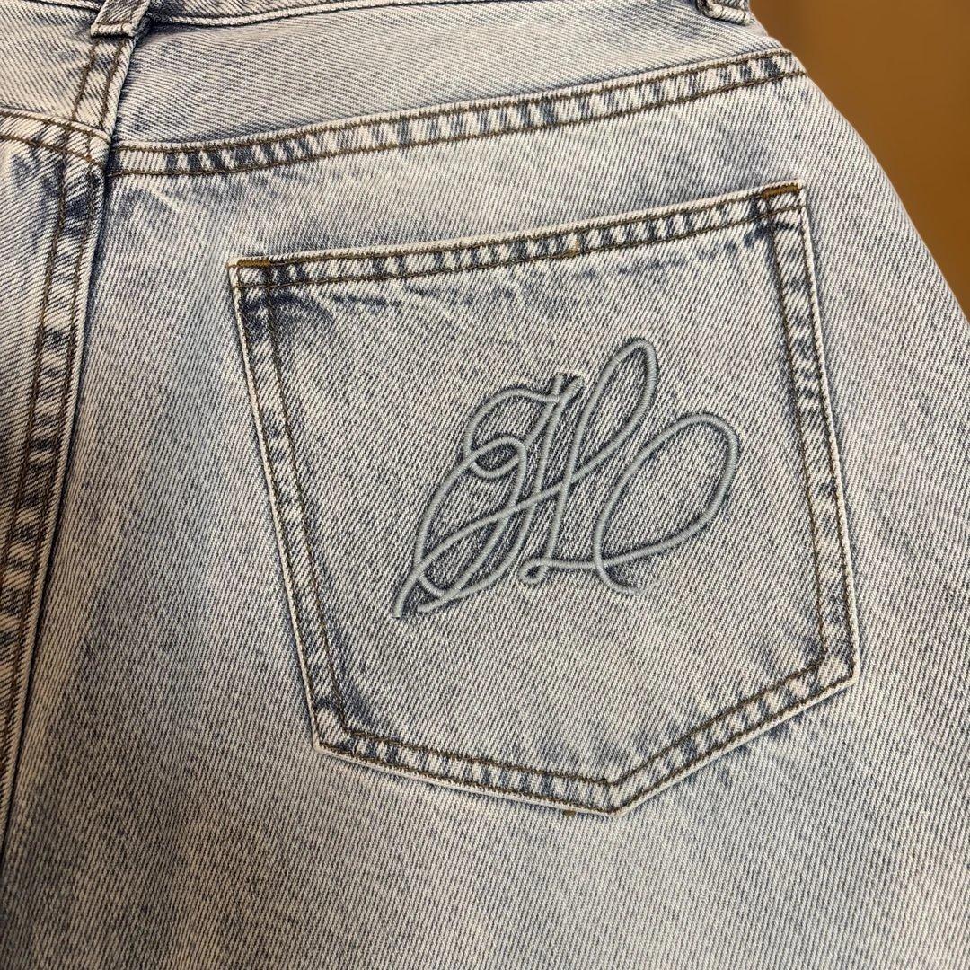 ♡　　slash loose denim pants