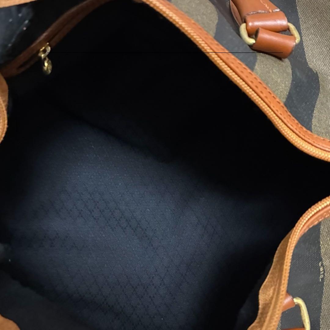 美品 FENDI フェンディ ペカン ボストンバッグ 南京錠 PVCレザー 黒茶