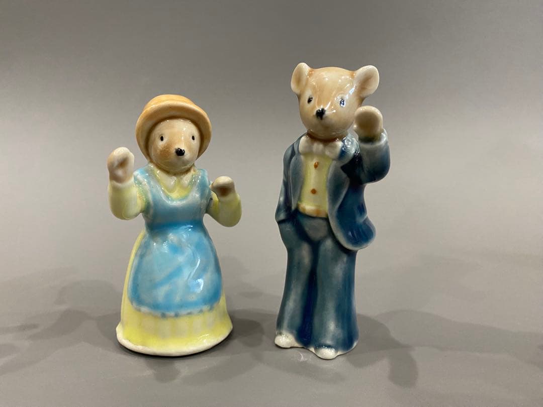 【ミニチュア】ネズミの家族 陶器 置物 12点セット 昭和レトロ ヴィンテージ