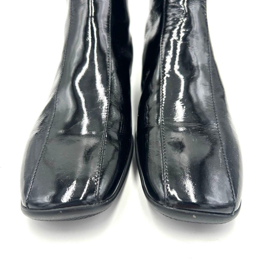 PRADA プラダ パテントブーツ レザー ブラック 36 1/2