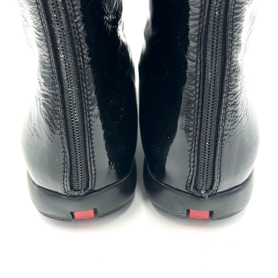 PRADA プラダ パテントブーツ レザー ブラック 36 1/2