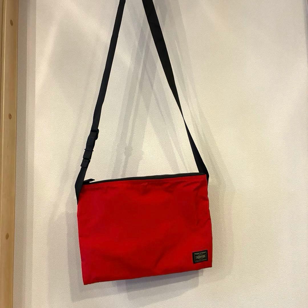 【極美品】PORTER ポーター サコッシュ ショルダーバッグ レッド 日本製