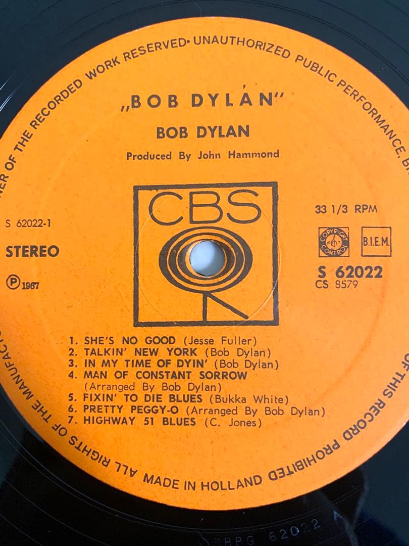 初期盤Bob Dylan 1st S62022 CBS オランダ盤 オレンジ