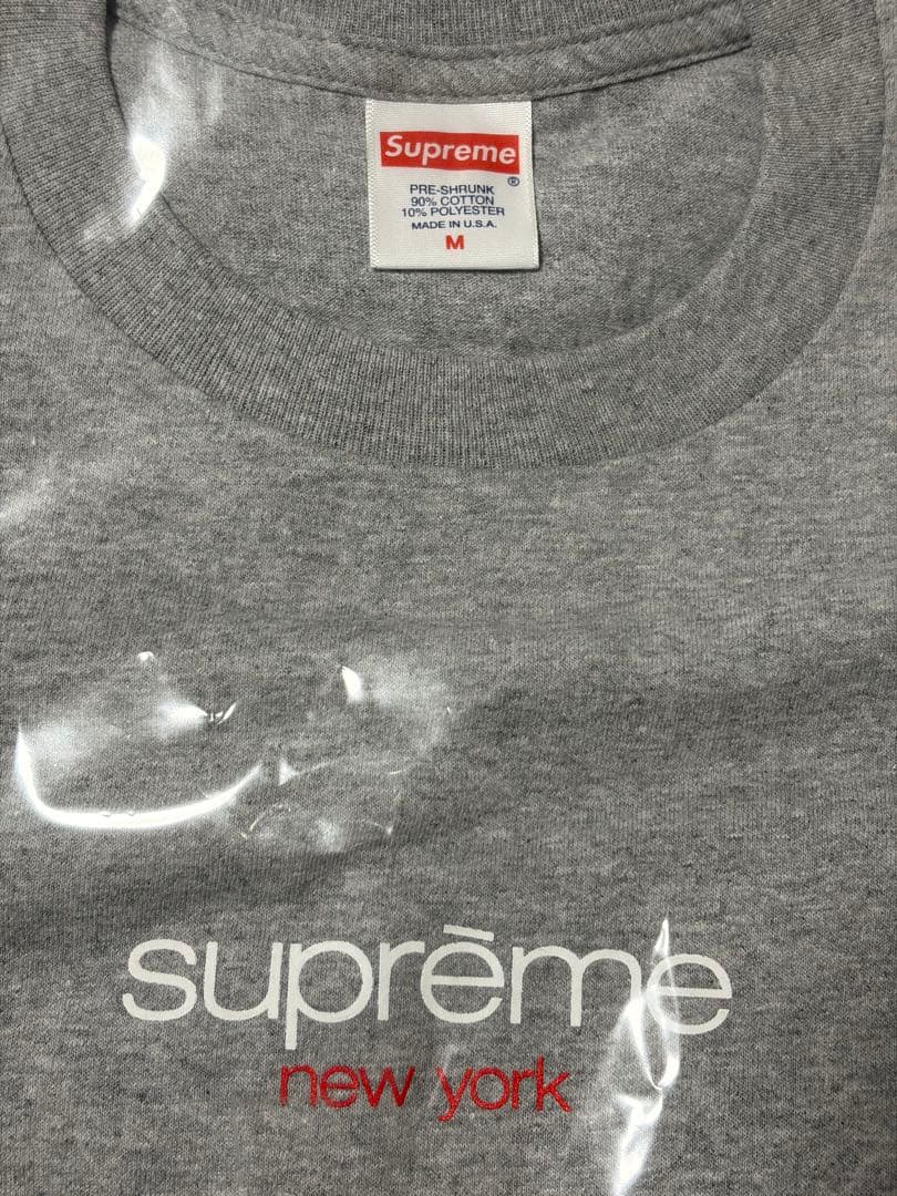 新品 Supreme Classic Logo Tee シュプリーム グレー M