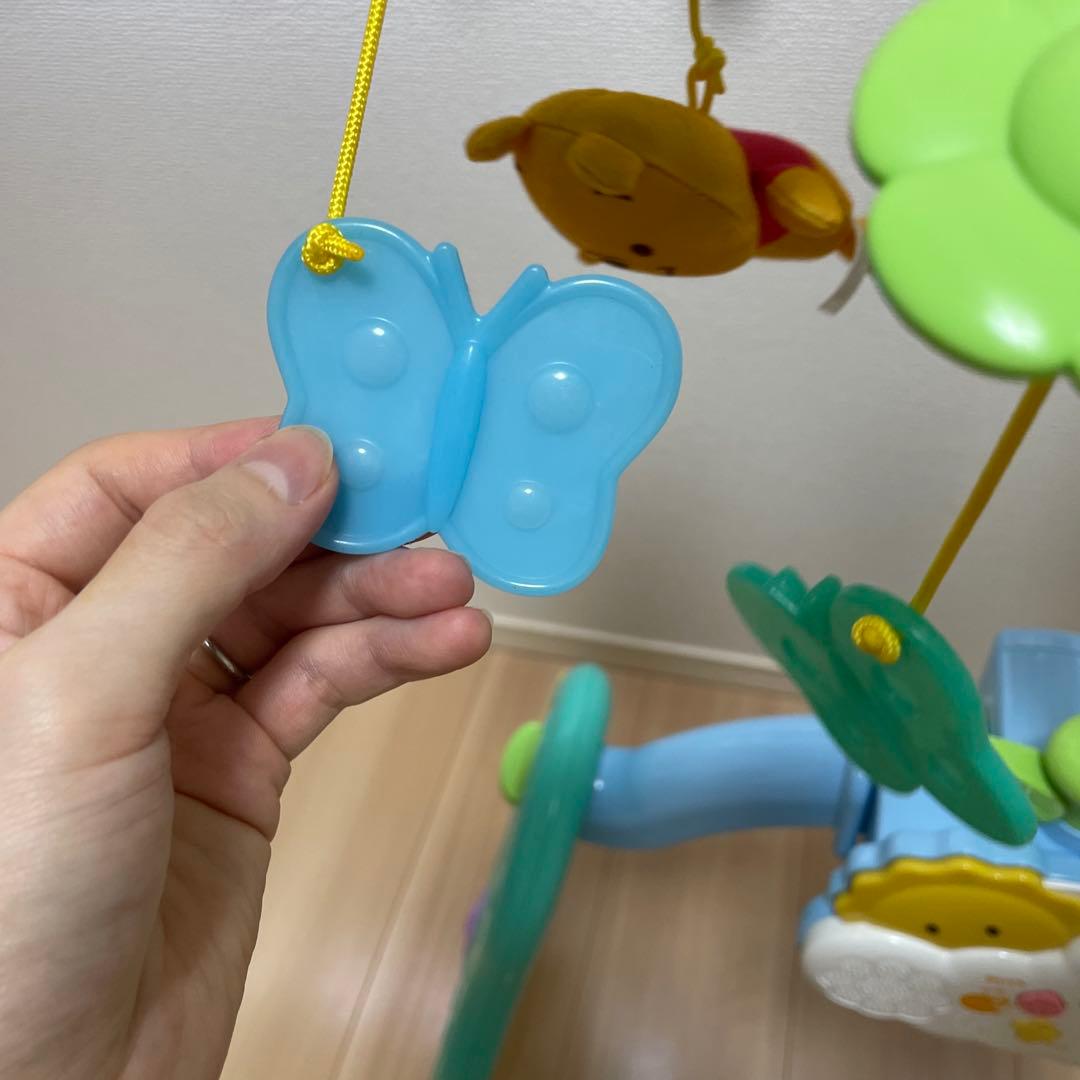 【美品】くまのプーさん えらべる回転6WAY ジムにへんしんメリー　電池付き