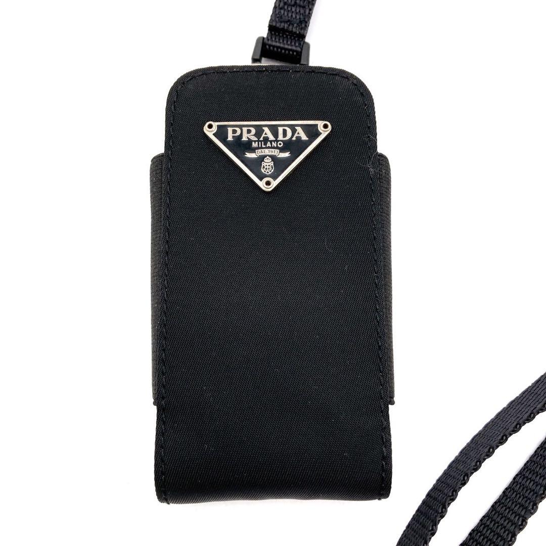 美品　PRADA ネックストラップ　マルチケース　モバイルホルダー　三角プレート