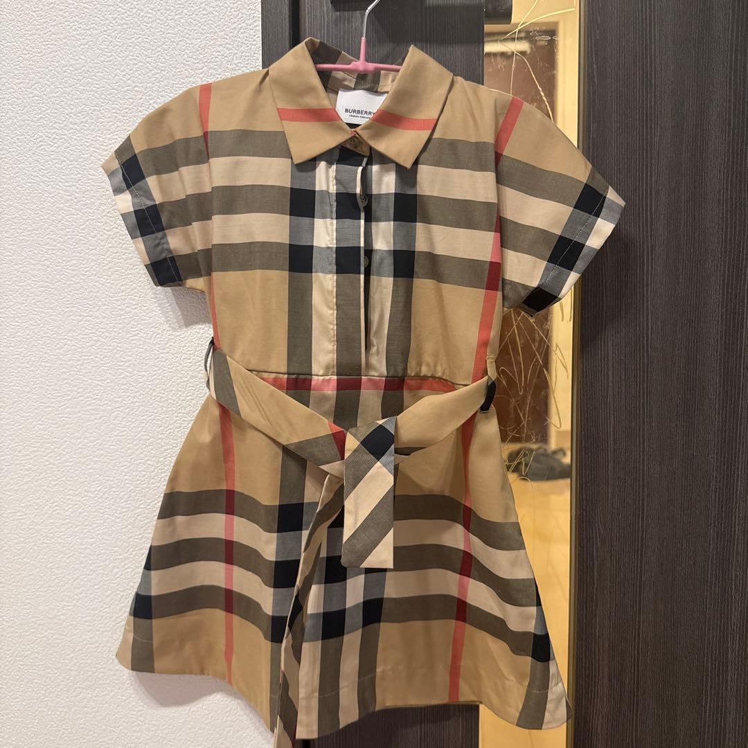 BURBERRY チェック柄 半袖ワンピース 2Y