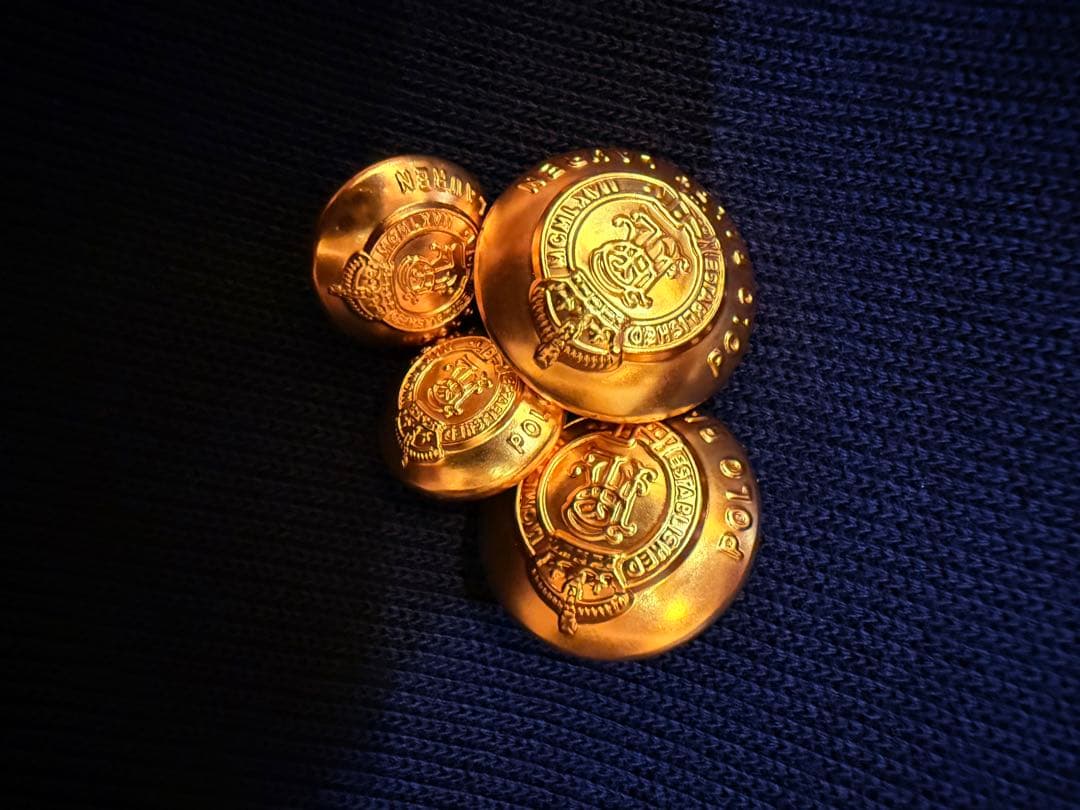 【訳あり】ラルフローレン　ダブルブレストニットコットン紺色ブレザー
