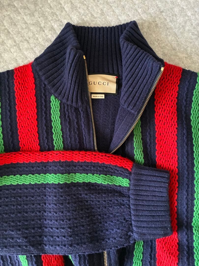 【GUCCI】ストライプジップカーディガン