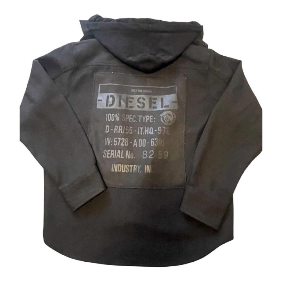 美品DIESEL バックロゴ フーデッドシャツジャケット L 黒メンズ春アウター