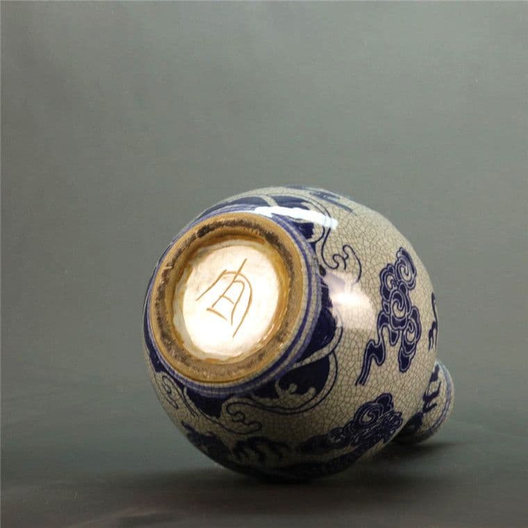 北宋官窯青花竜紋天球瓶  景徳鎮 陶磁器 装飾品 工芸品美術品 置物