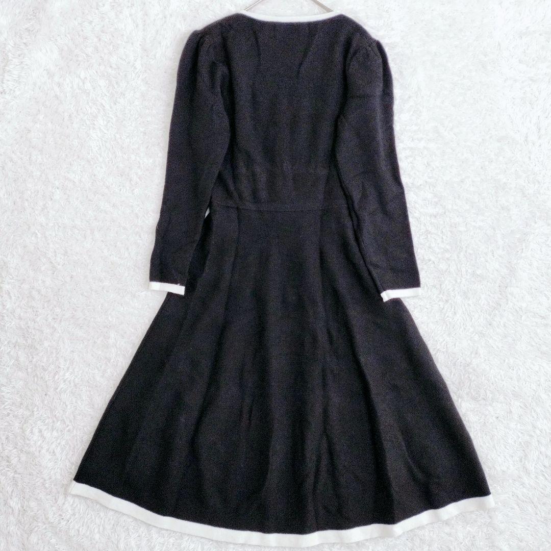 M'S GRACY エムズグレイシー ドット リボン フレア ワンピース 黒　L