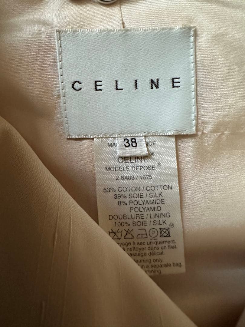 CELINE セリーヌ コート シルク混 ベージュ 38 春秋 フランス製