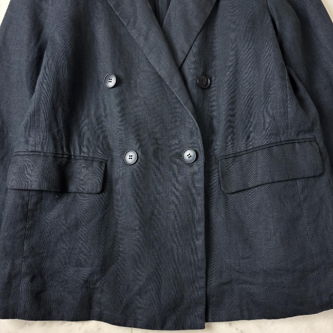24SS スローブイエナ F テレデランダブルジャケット 黒 リネン IENA