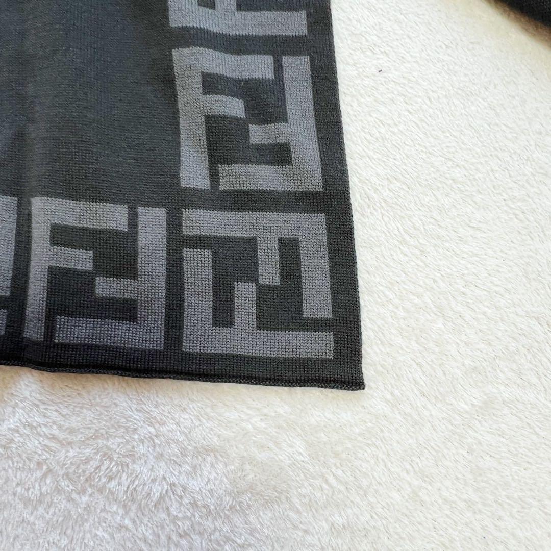 FENDI フェンディ　FF　ズッカ柄　マフラー　ウール　グレー