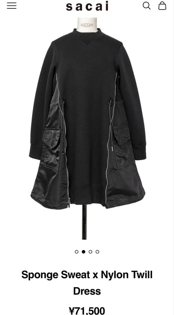 最終価格 サカイ Sacai ワンピース 人気 ma-1 黒 ドッキング