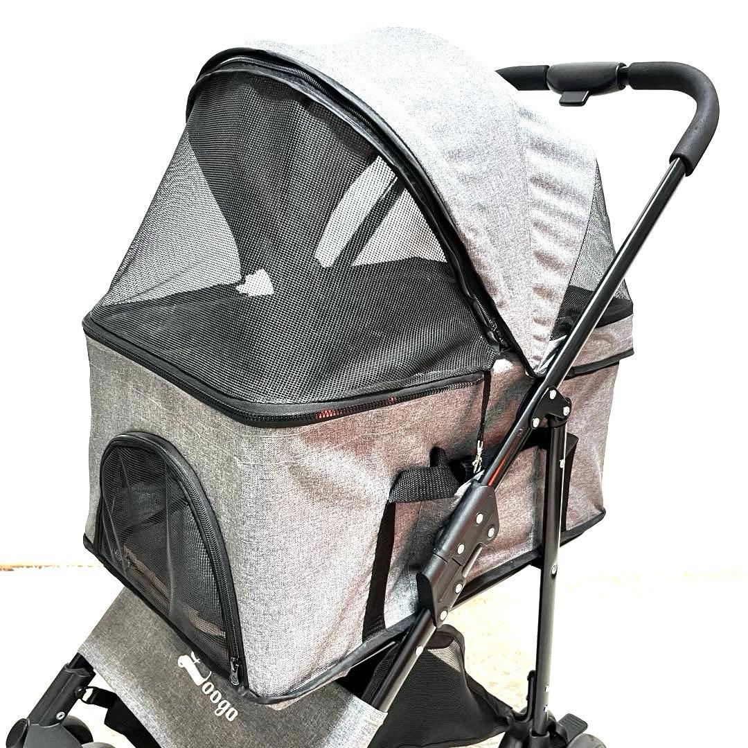 Doogo ペットカート 黒 メッシュカバー付き 小型犬 中型犬