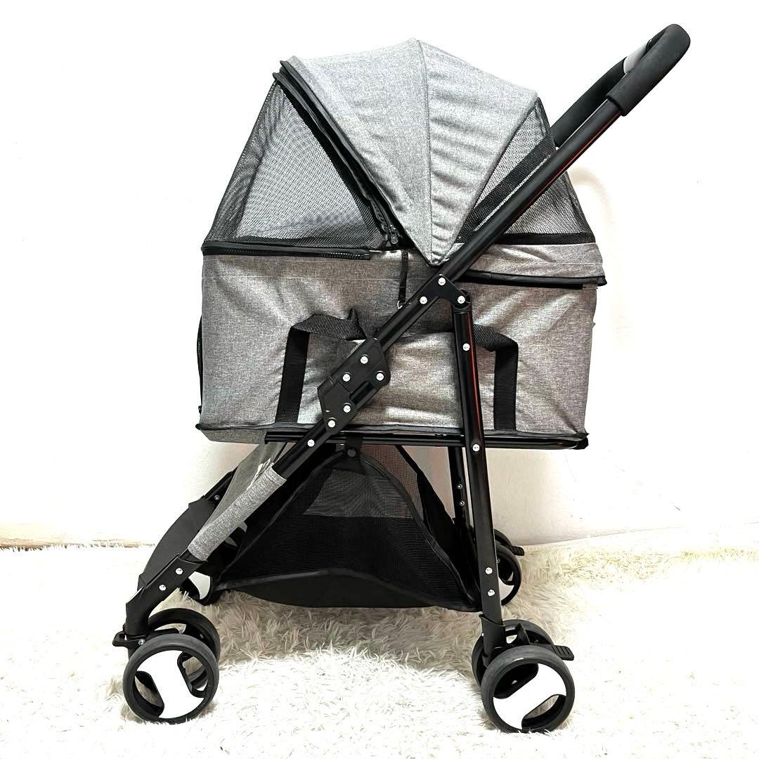 Doogo ペットカート 黒 メッシュカバー付き 小型犬 中型犬