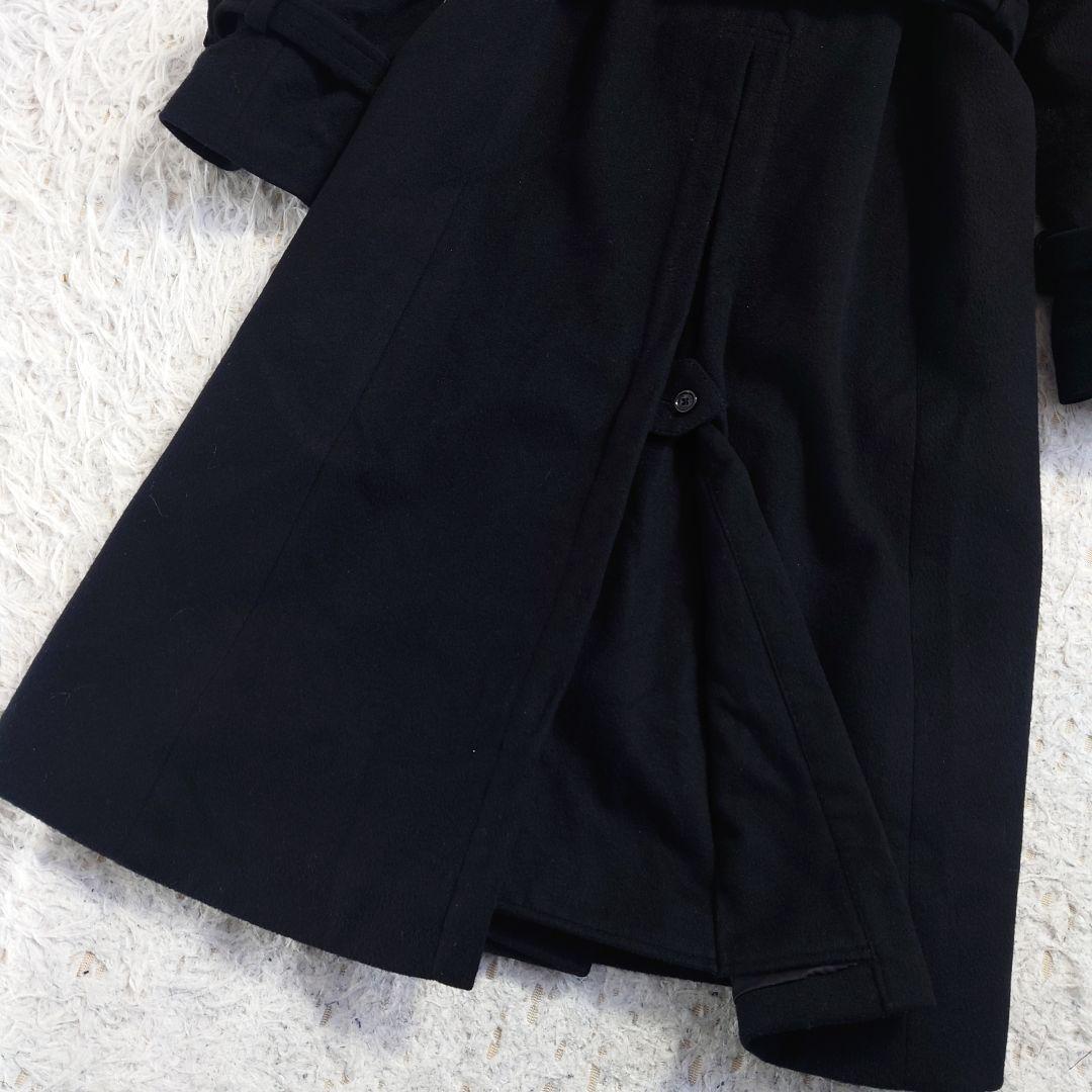 カシミヤ100%　イネド　ロングコート　ダブル　ベルト　Aライン　黒　9号　M