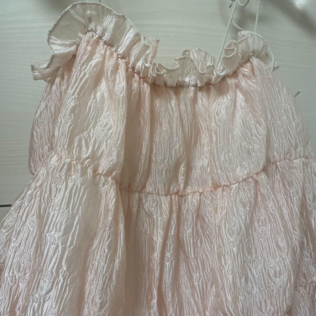 トップス Back ribbon jacquard cami one-piece