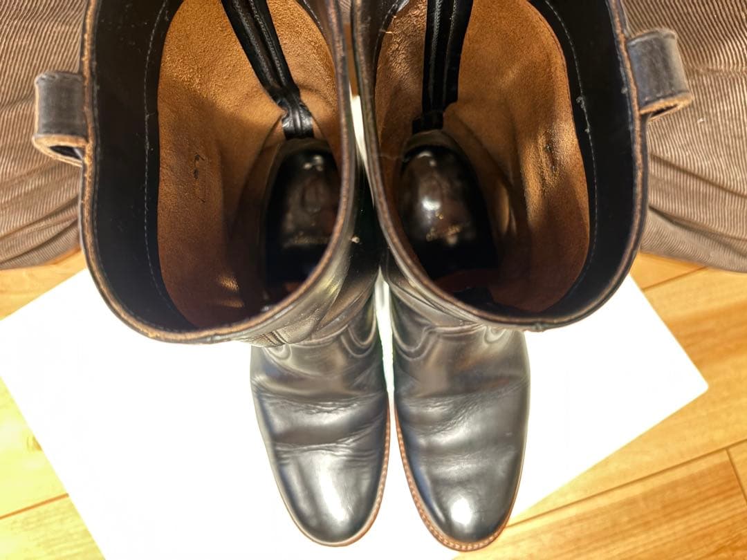 chausser ショセ ブラック レザー エンジニアブーツ ペコスブーツ