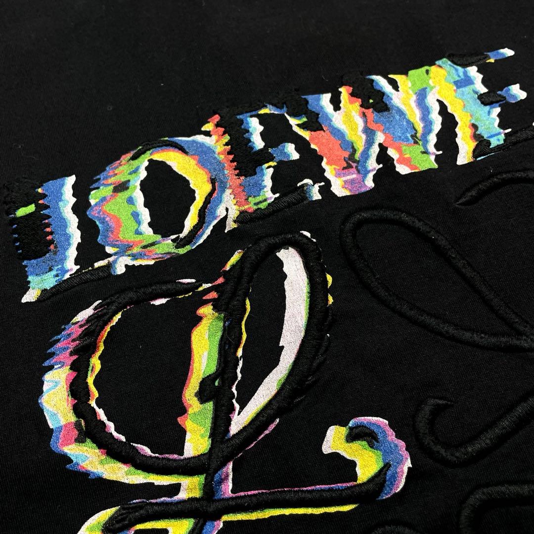 LOEWE アナグラム刺繍 ロゴプリントTシャツ 黒 メンズXL