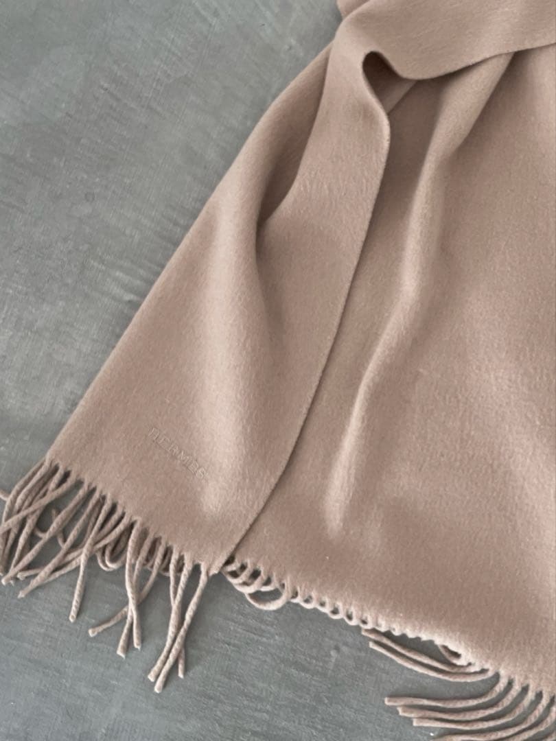HERMES エルメス カシミヤ 大判 ストール ショール ベージュ