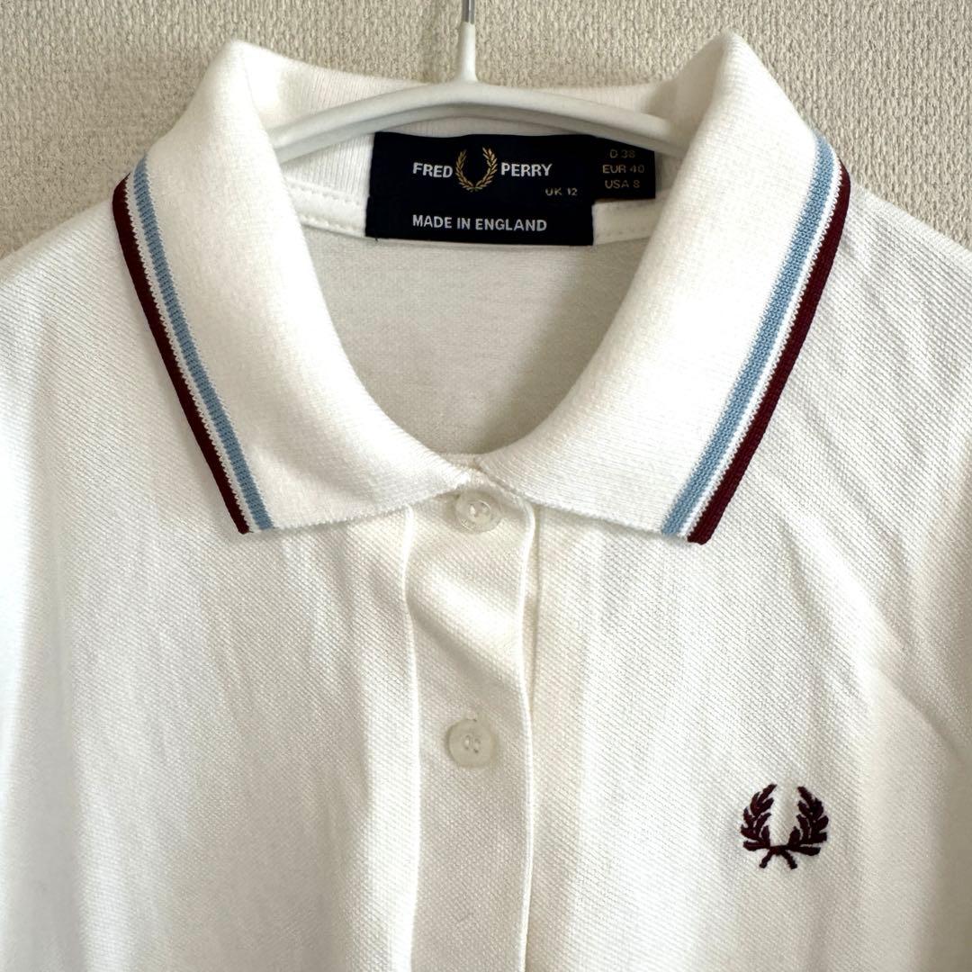 FRED PERRY/G12/ポロシャツ/水色えんじライン/UK12/USA8