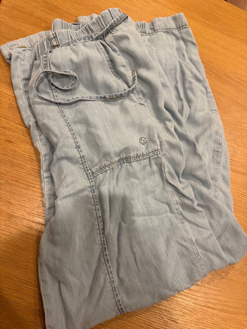アンダール　デニム ワイドパンツ andar ロング　M ブルー
