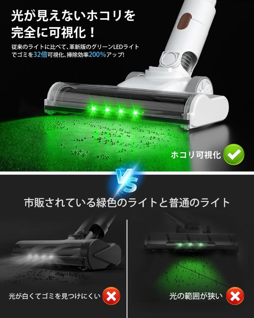 掃除機 コードレス コードレス掃除機 軽量 60分連続稼働 段吸引力モード